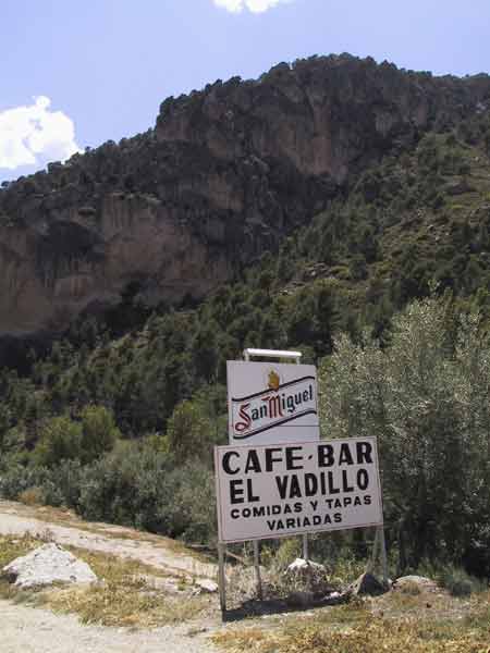 Sign at the side of the road: Cafe Bar El Vadillo