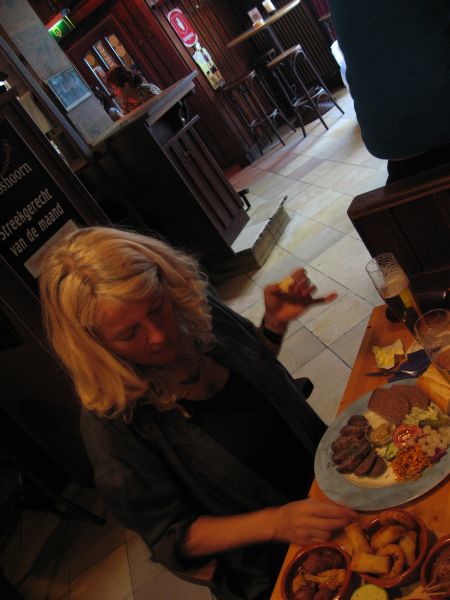 Sylvia eating in a cafe