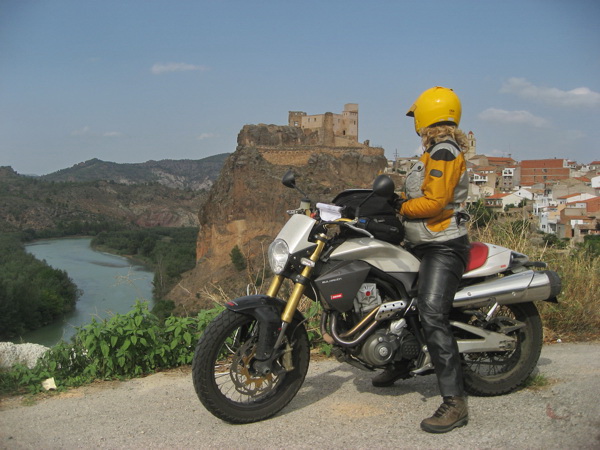 Derbi Mulhacen, and a castle in the mountains behind