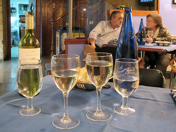 Water and wine in a restaurant