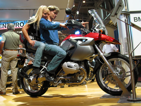Boy and girl on a BMW R1200GS