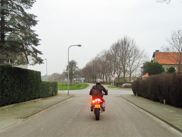 Motorcycle with a red braking light