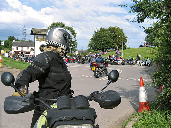 Motorcycles at a meeting