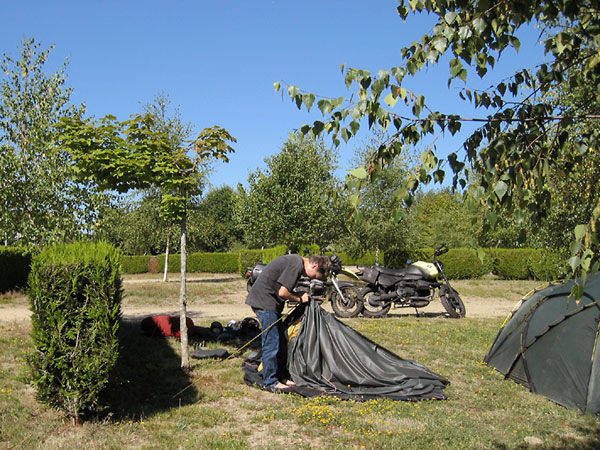 Pieter with the tent