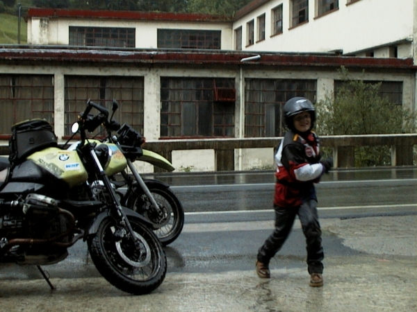 Pieter in rain gear